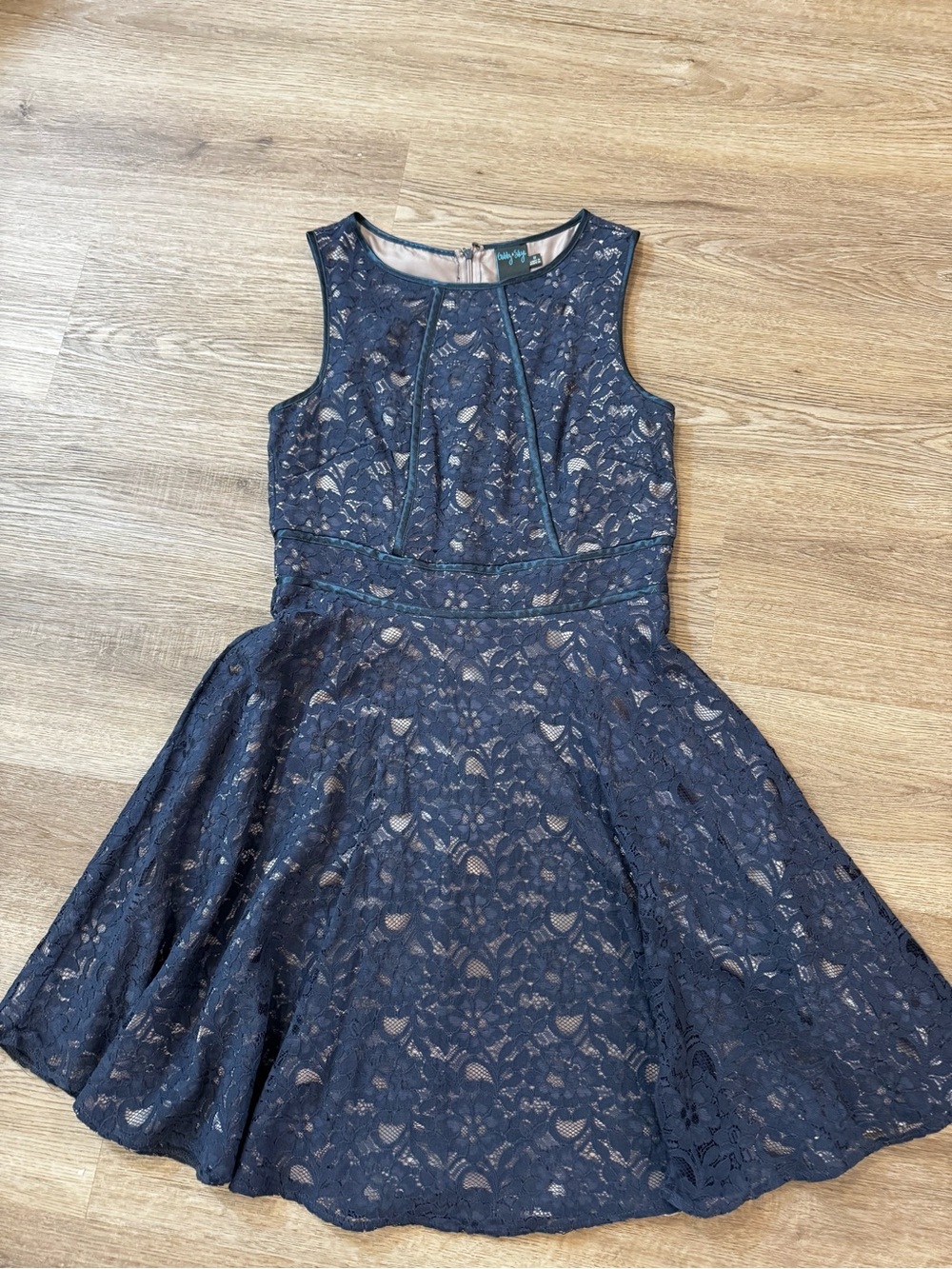 Navy Floral Lace Fit & Flare Dress | Gabby Skye | Size 8